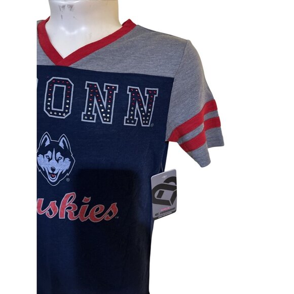 NEW Connecticut UConn Huskies Colosseum Athletics Blue V-Neck SS T-Shirt Girls 7 - Picture 3 of 5